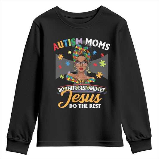 Afro Autism Mom Youth Sweatshirt African American Autistic Black Mama Religious Cross
