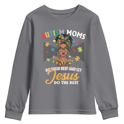Afro Autism Mom Youth Sweatshirt African American Autistic Black Mama Religious Cross