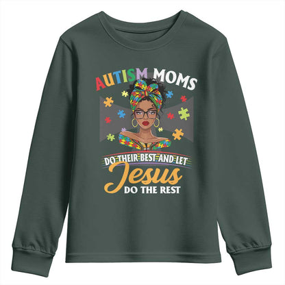 Afro Autism Mom Youth Sweatshirt African American Autistic Black Mama Religious Cross