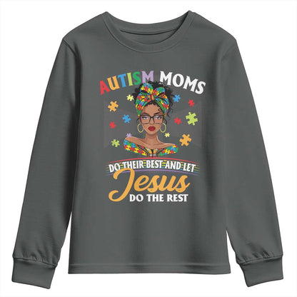 Afro Autism Mom Youth Sweatshirt African American Autistic Black Mama Religious Cross