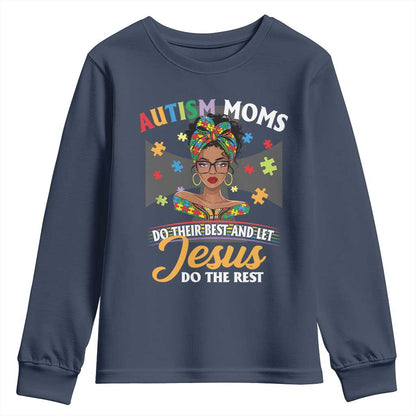 Afro Autism Mom Youth Sweatshirt African American Autistic Black Mama Religious Cross