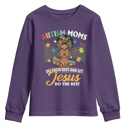 Afro Autism Mom Youth Sweatshirt African American Autistic Black Mama Religious Cross