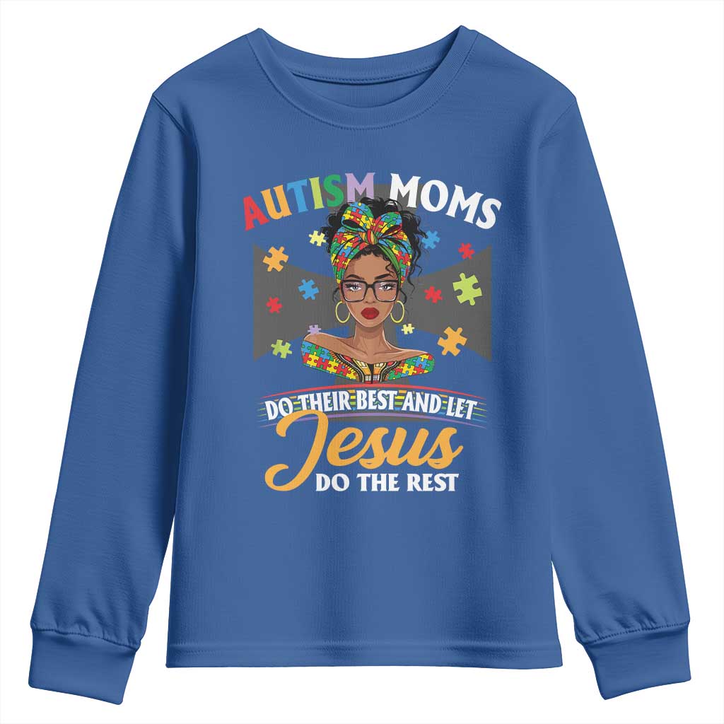 Afro Autism Mom Youth Sweatshirt African American Autistic Black Mama Religious Cross