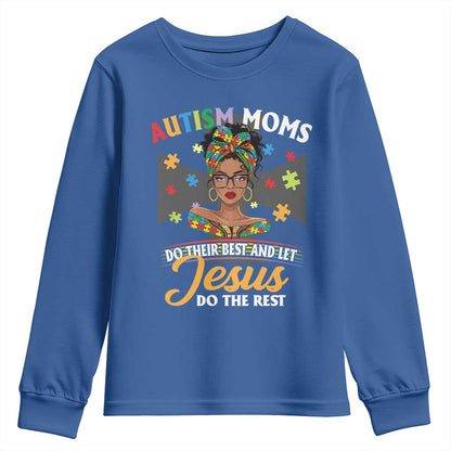 Afro Autism Mom Youth Sweatshirt African American Autistic Black Mama Religious Cross
