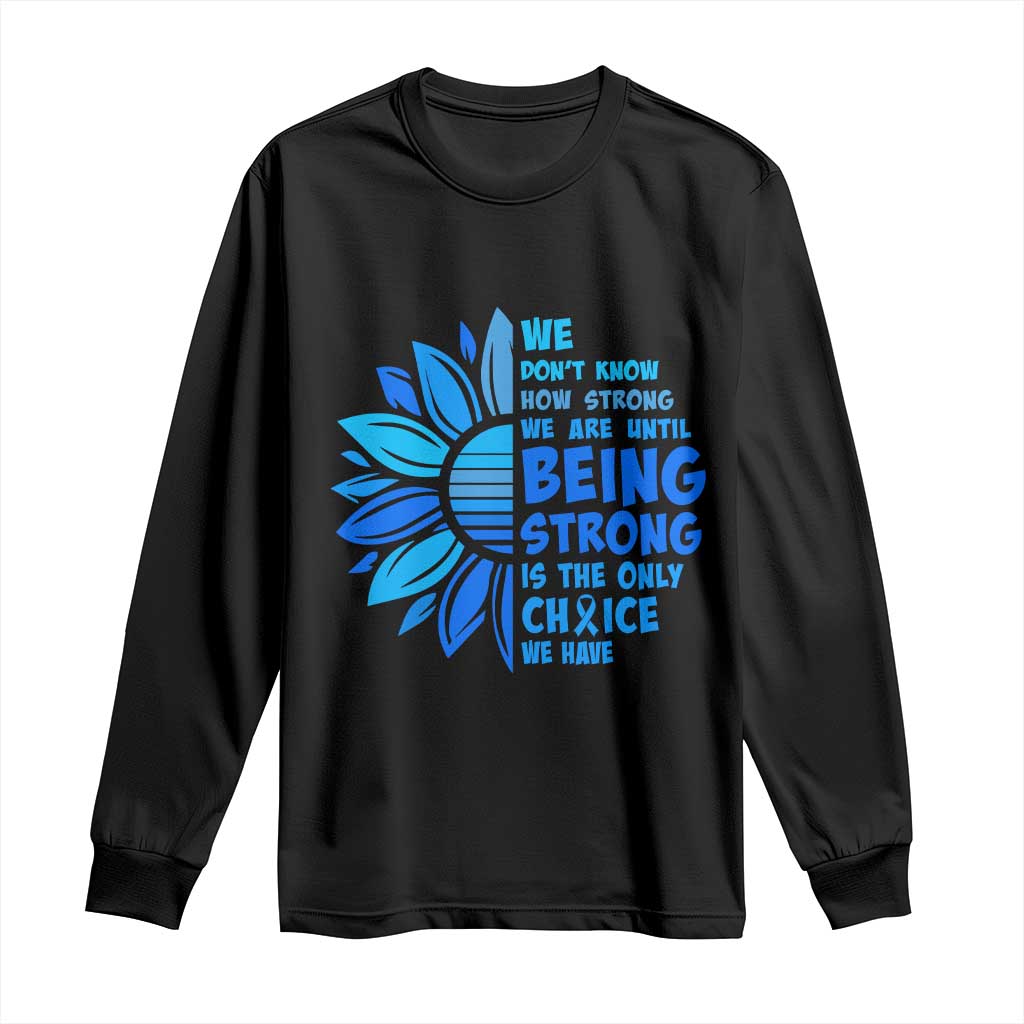 ALS Support Long Sleeve Shirt Blue Ribbon Stronger Survivor