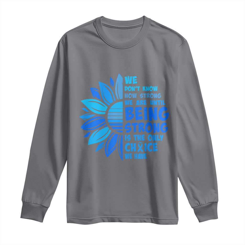 ALS Support Long Sleeve Shirt Blue Ribbon Stronger Survivor