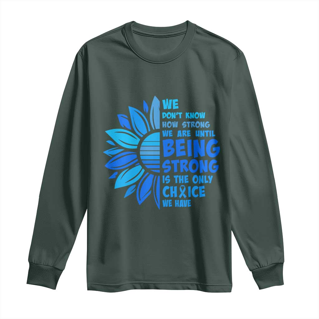 ALS Support Long Sleeve Shirt Blue Ribbon Stronger Survivor