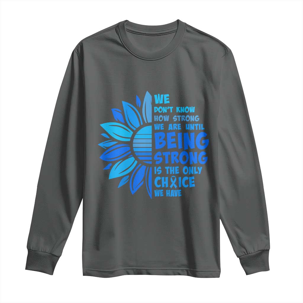 ALS Support Long Sleeve Shirt Blue Ribbon Stronger Survivor