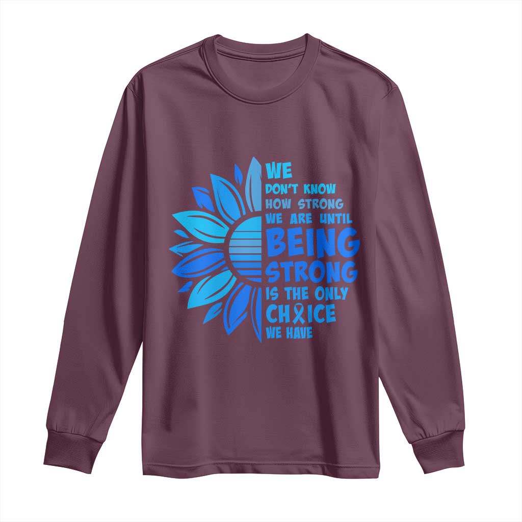 ALS Support Long Sleeve Shirt Blue Ribbon Stronger Survivor
