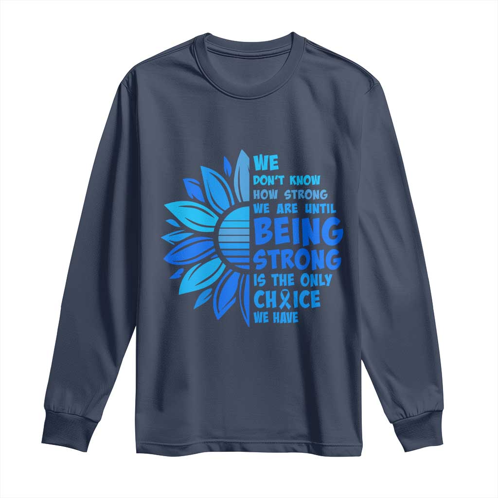 ALS Support Long Sleeve Shirt Blue Ribbon Stronger Survivor
