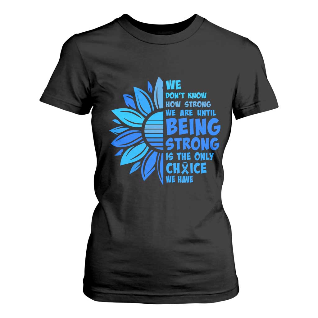ALS Support T Shirt For Women Blue Ribbon Stronger Survivor