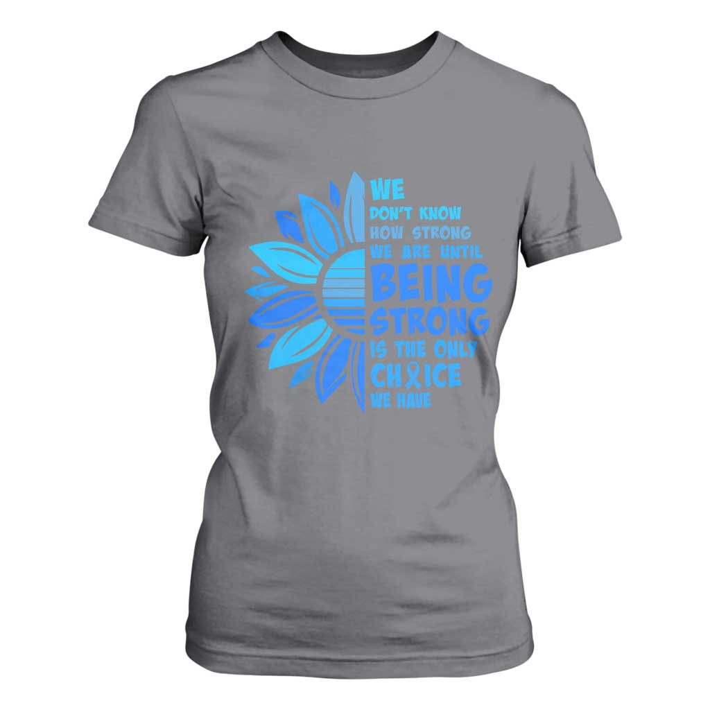 ALS Support T Shirt For Women Blue Ribbon Stronger Survivor