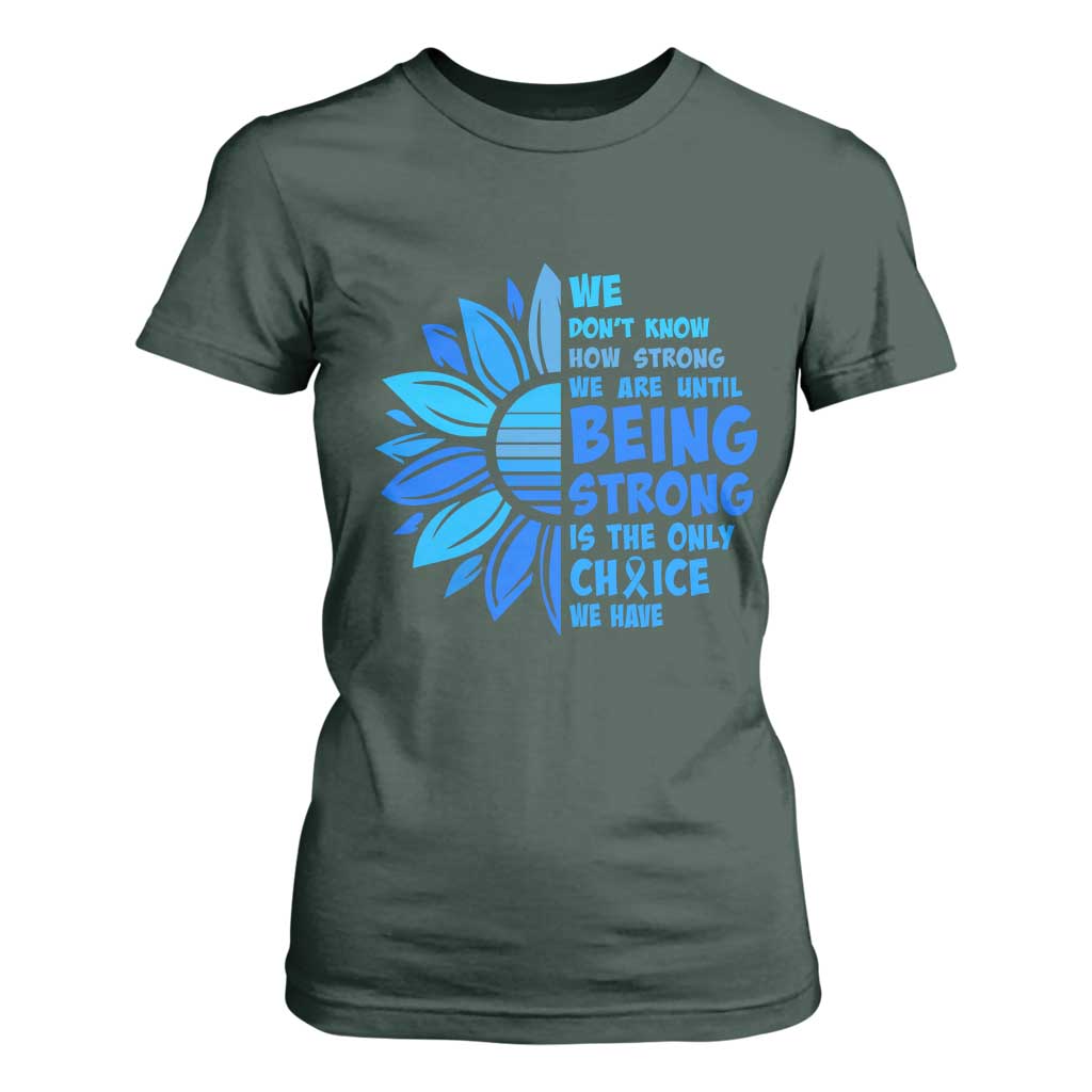 ALS Support T Shirt For Women Blue Ribbon Stronger Survivor