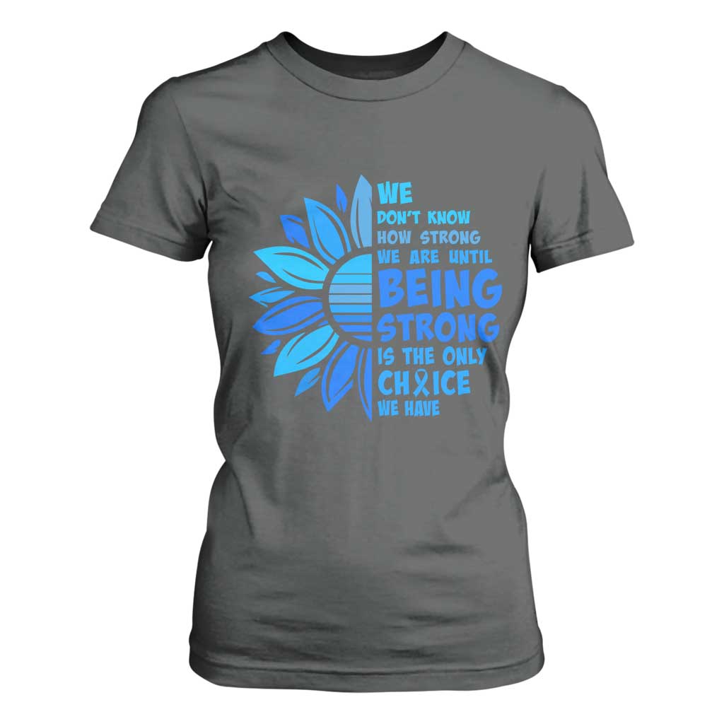 ALS Support T Shirt For Women Blue Ribbon Stronger Survivor