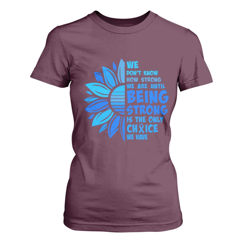 ALS Support T Shirt For Women Blue Ribbon Stronger Survivor