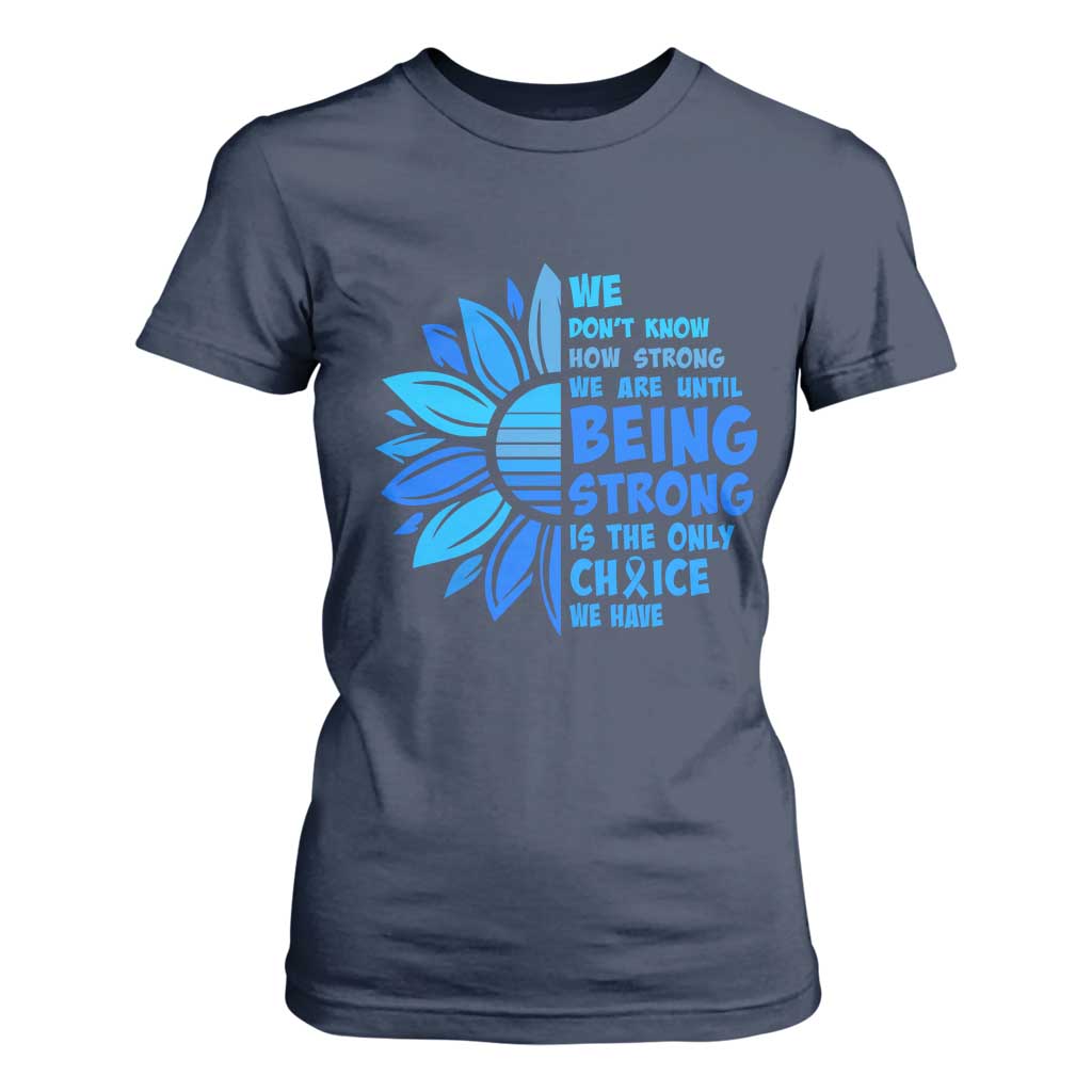ALS Support T Shirt For Women Blue Ribbon Stronger Survivor