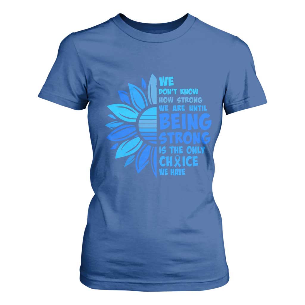 ALS Support T Shirt For Women Blue Ribbon Stronger Survivor