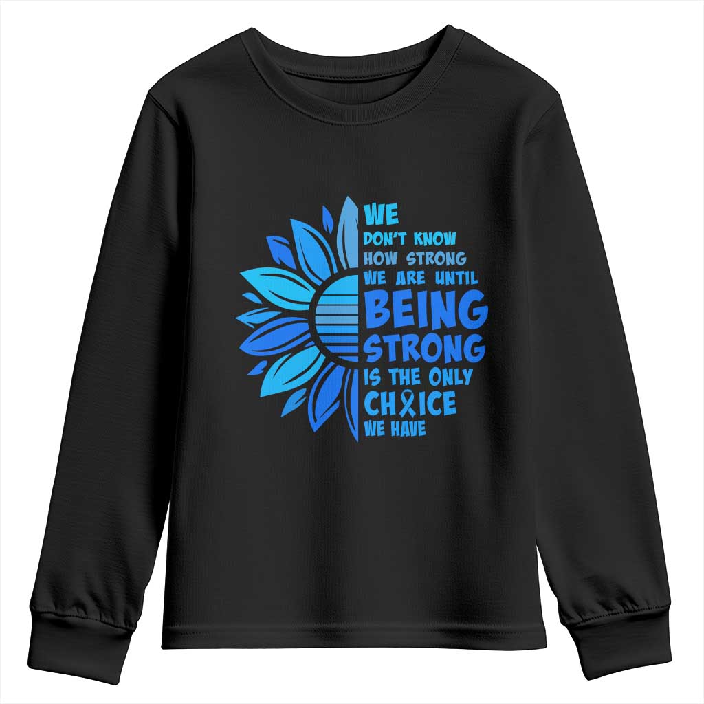 ALS Support Youth Sweatshirt Blue Ribbon Stronger Survivor