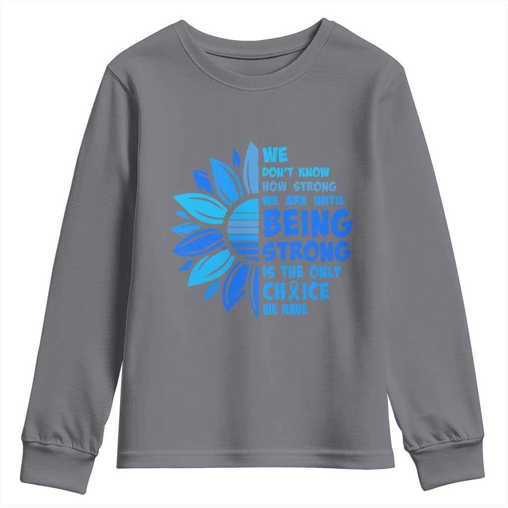 ALS Support Youth Sweatshirt Blue Ribbon Stronger Survivor