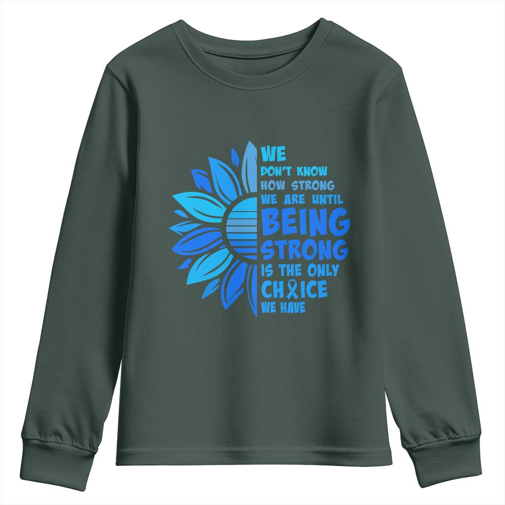 ALS Support Youth Sweatshirt Blue Ribbon Stronger Survivor