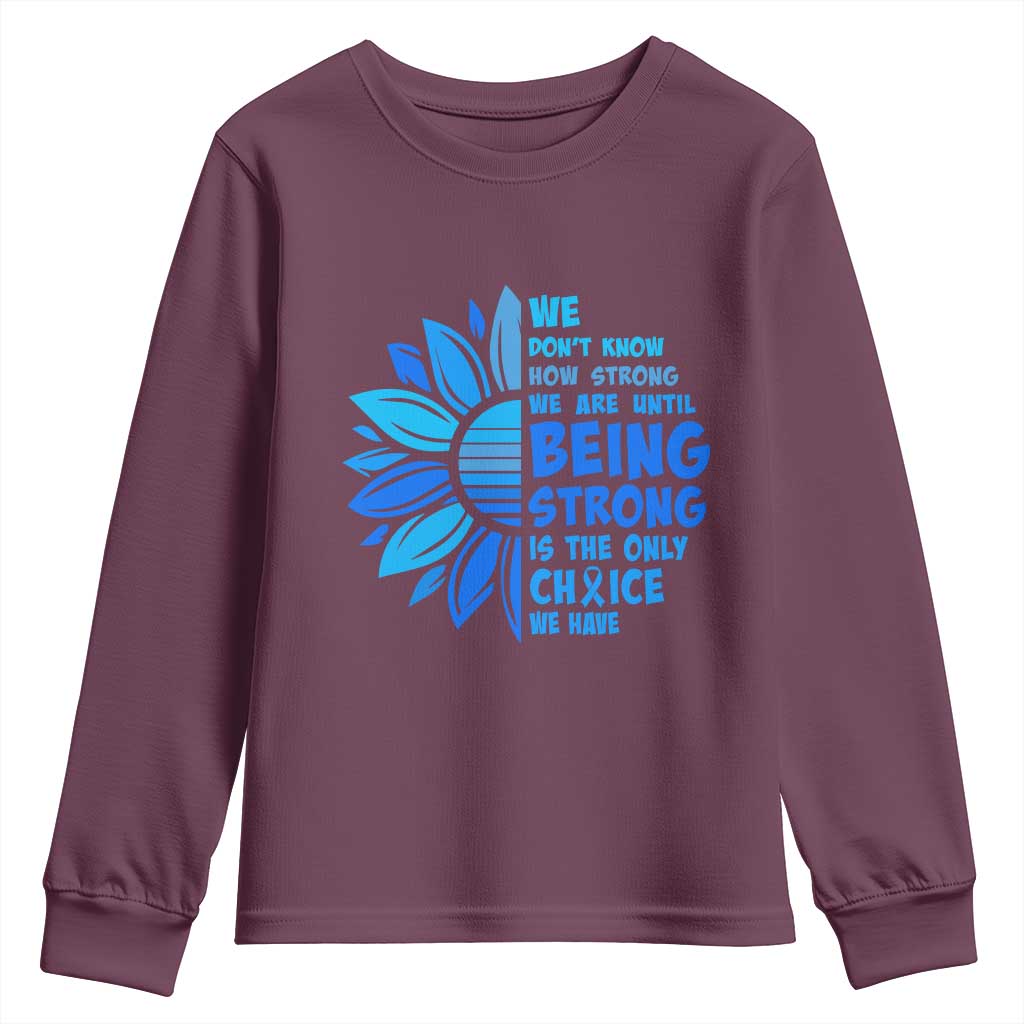 ALS Support Youth Sweatshirt Blue Ribbon Stronger Survivor