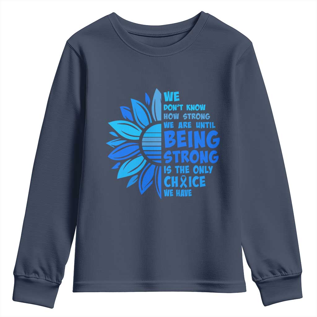ALS Support Youth Sweatshirt Blue Ribbon Stronger Survivor