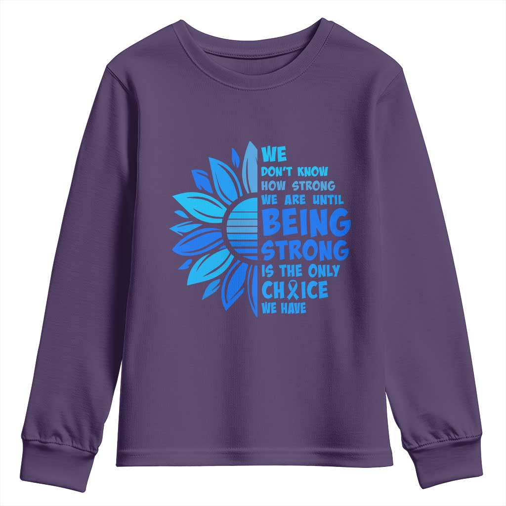 ALS Support Youth Sweatshirt Blue Ribbon Stronger Survivor