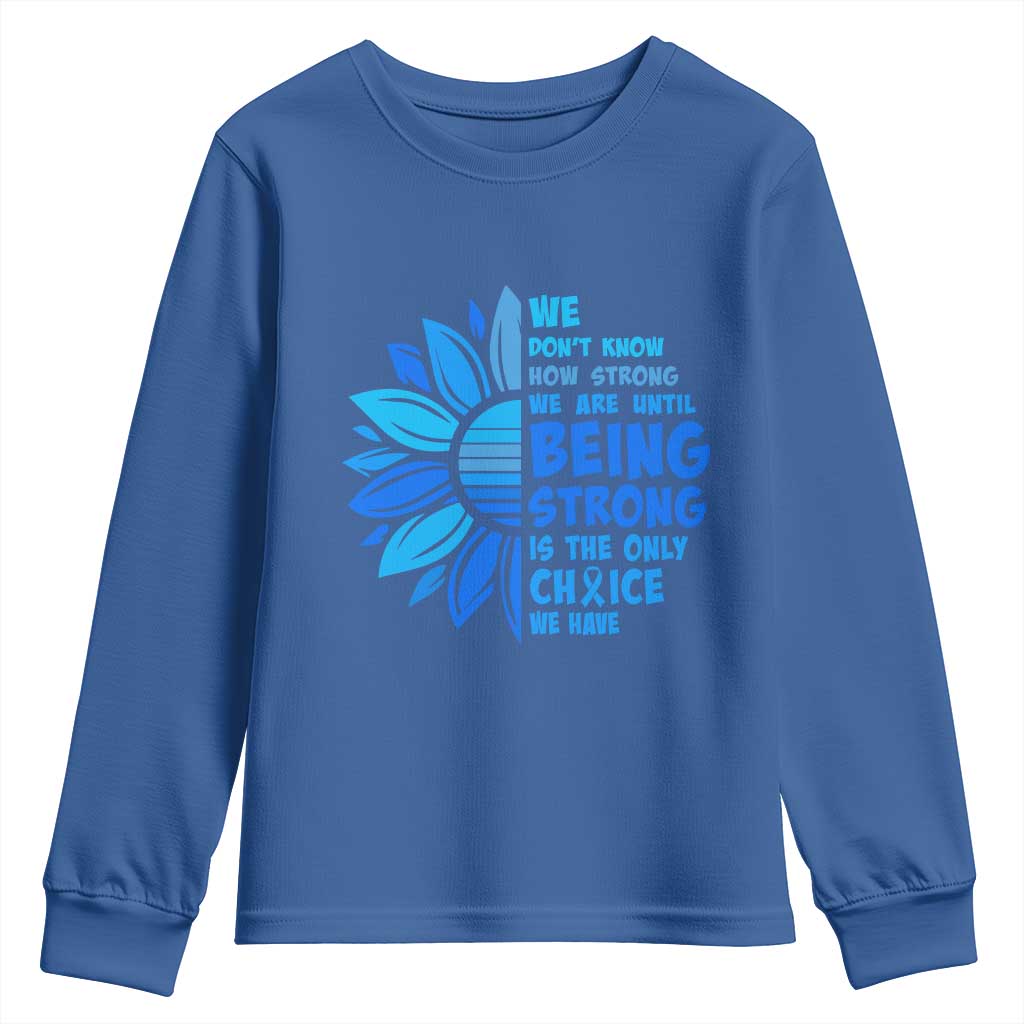 ALS Support Youth Sweatshirt Blue Ribbon Stronger Survivor