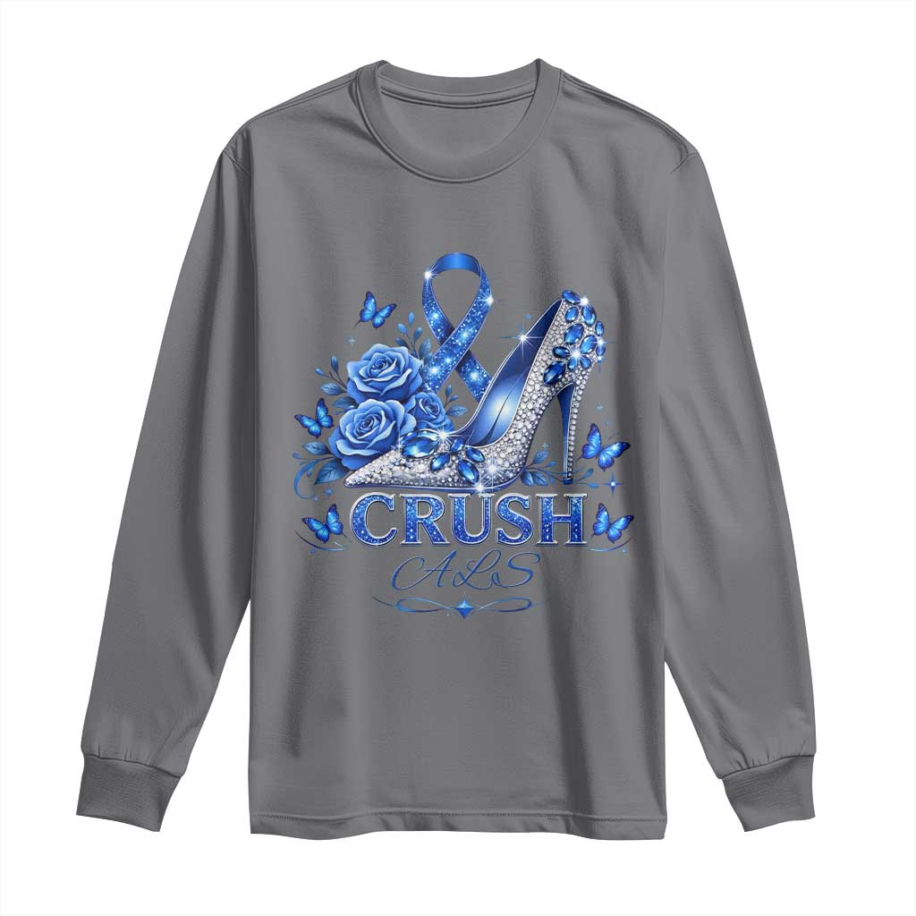 ALS Support Long Sleeve Shirt Blue Ribbon Women Crush ALS