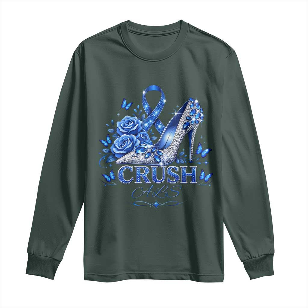 ALS Support Long Sleeve Shirt Blue Ribbon Women Crush ALS