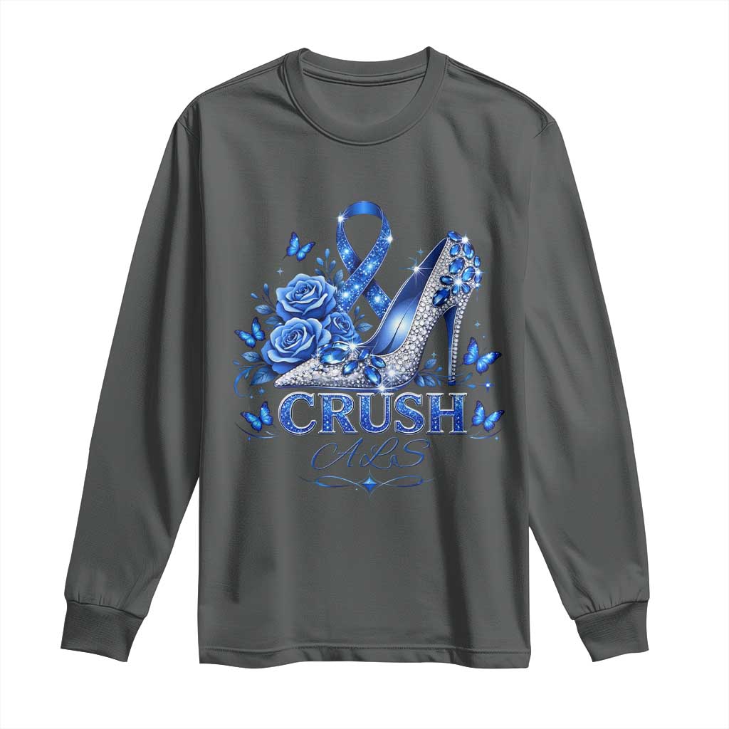 ALS Support Long Sleeve Shirt Blue Ribbon Women Crush ALS