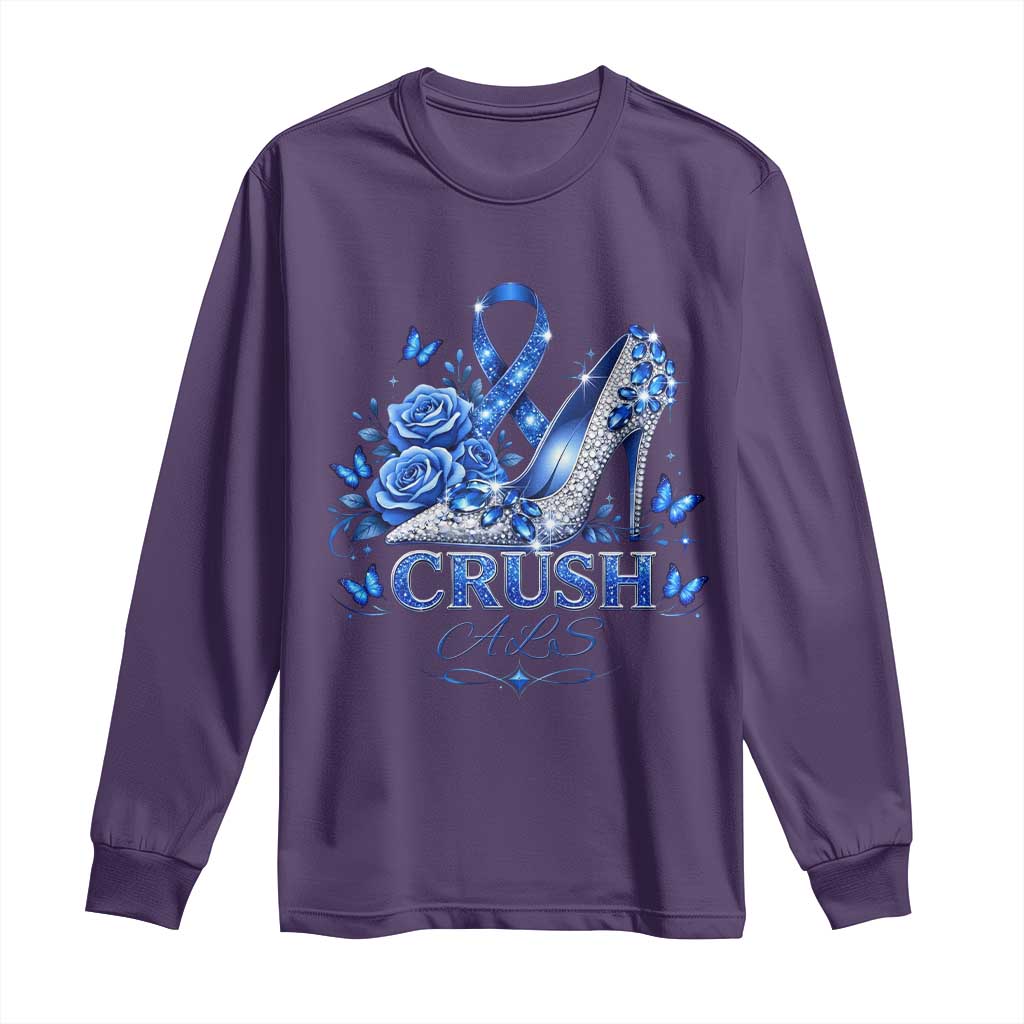 ALS Support Long Sleeve Shirt Blue Ribbon Women Crush ALS