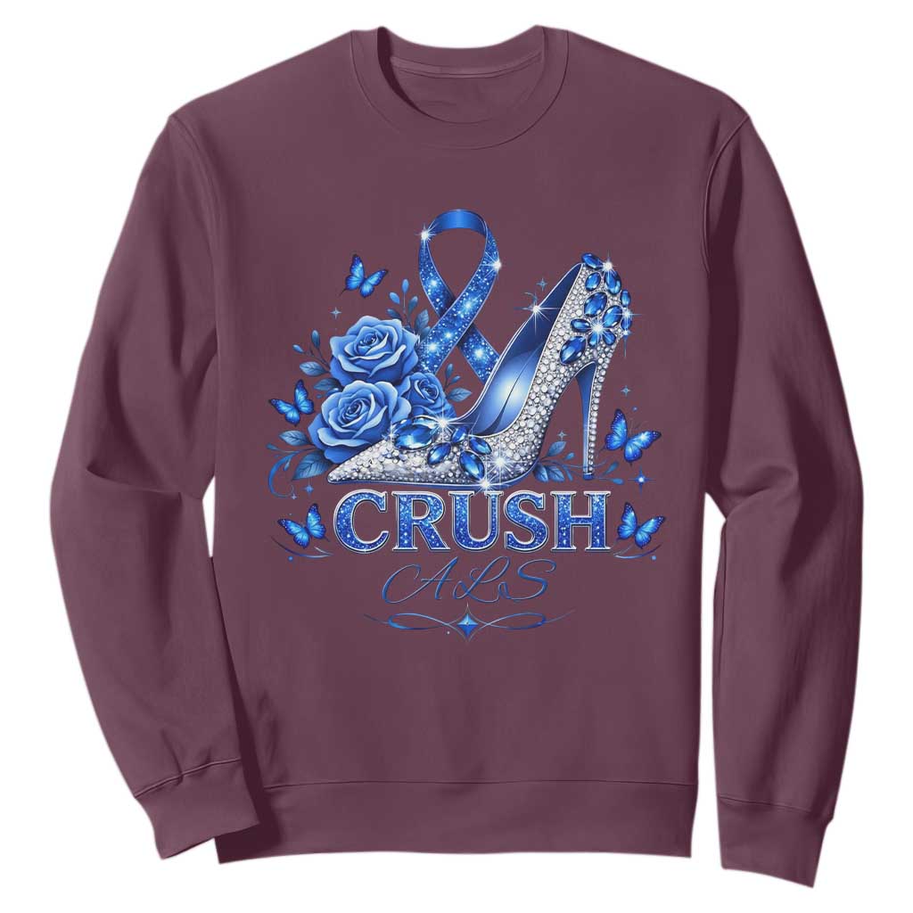 ALS Support Sweatshirt Blue Ribbon Women Crush ALS