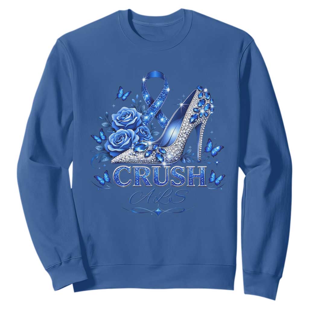 ALS Support Sweatshirt Blue Ribbon Women Crush ALS