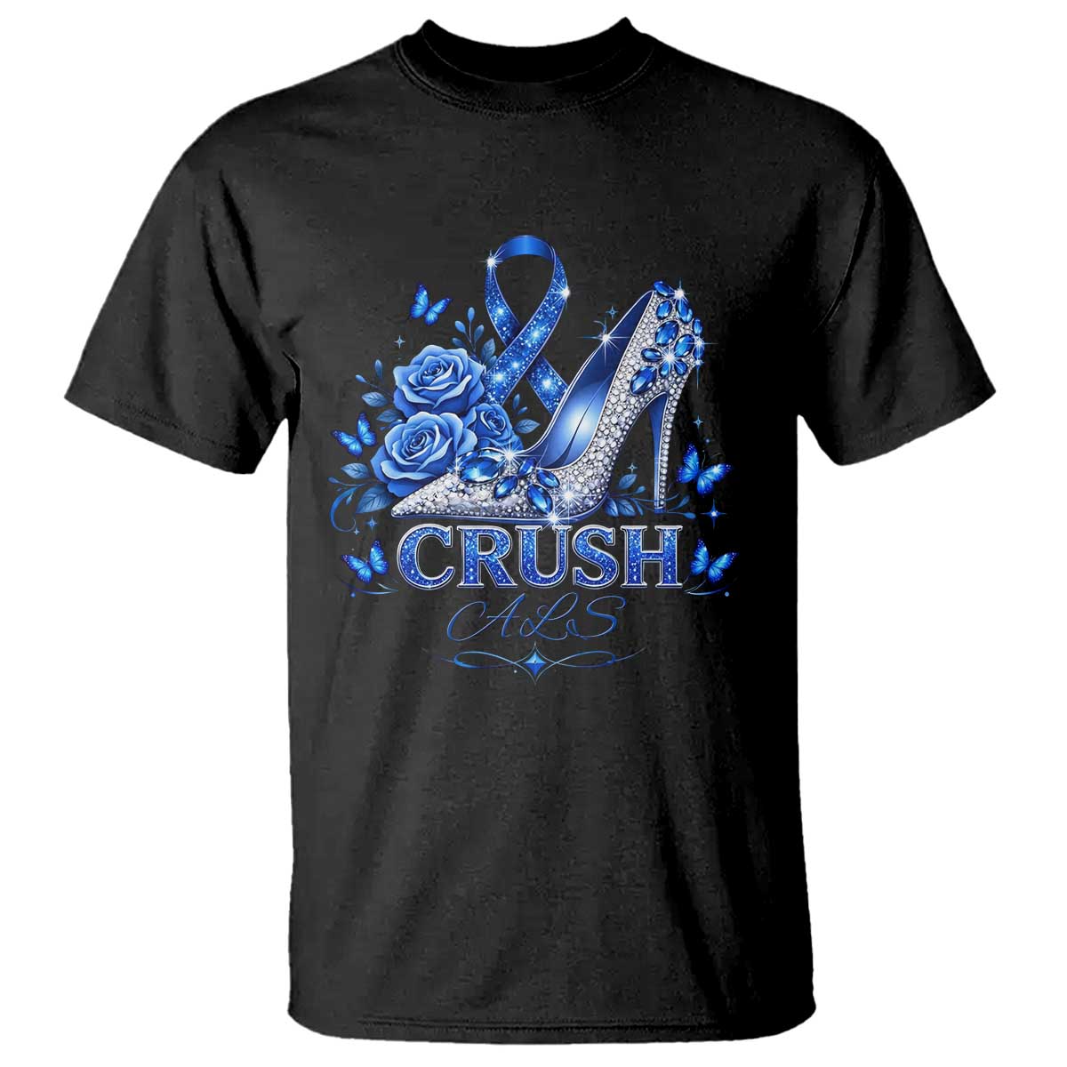 ALS Support T Shirt Blue Ribbon Women Crush ALS