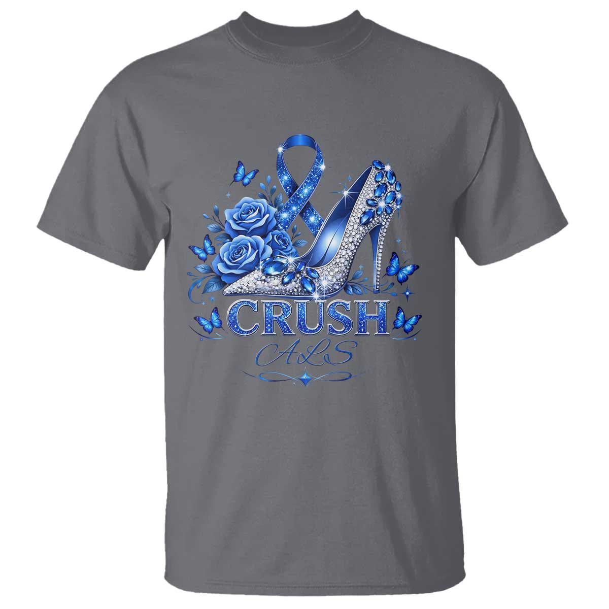 ALS Support T Shirt Blue Ribbon Women Crush ALS