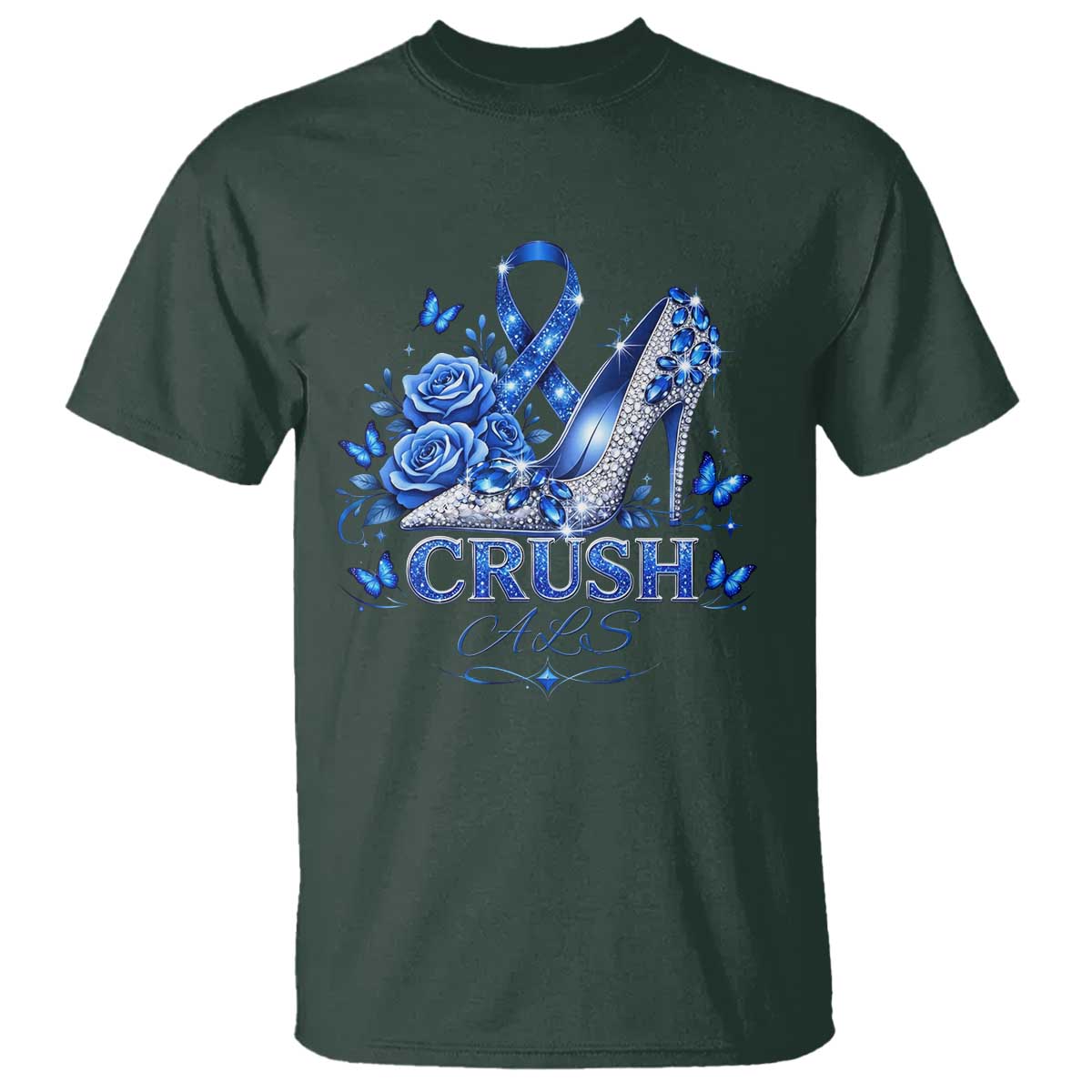 ALS Support T Shirt Blue Ribbon Women Crush ALS