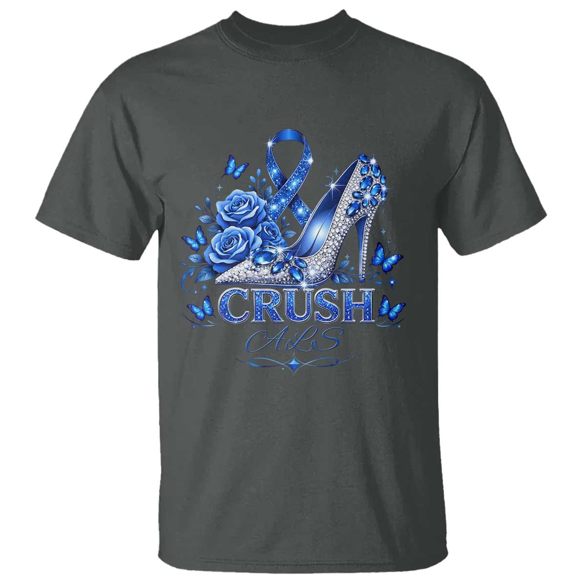 ALS Support T Shirt Blue Ribbon Women Crush ALS
