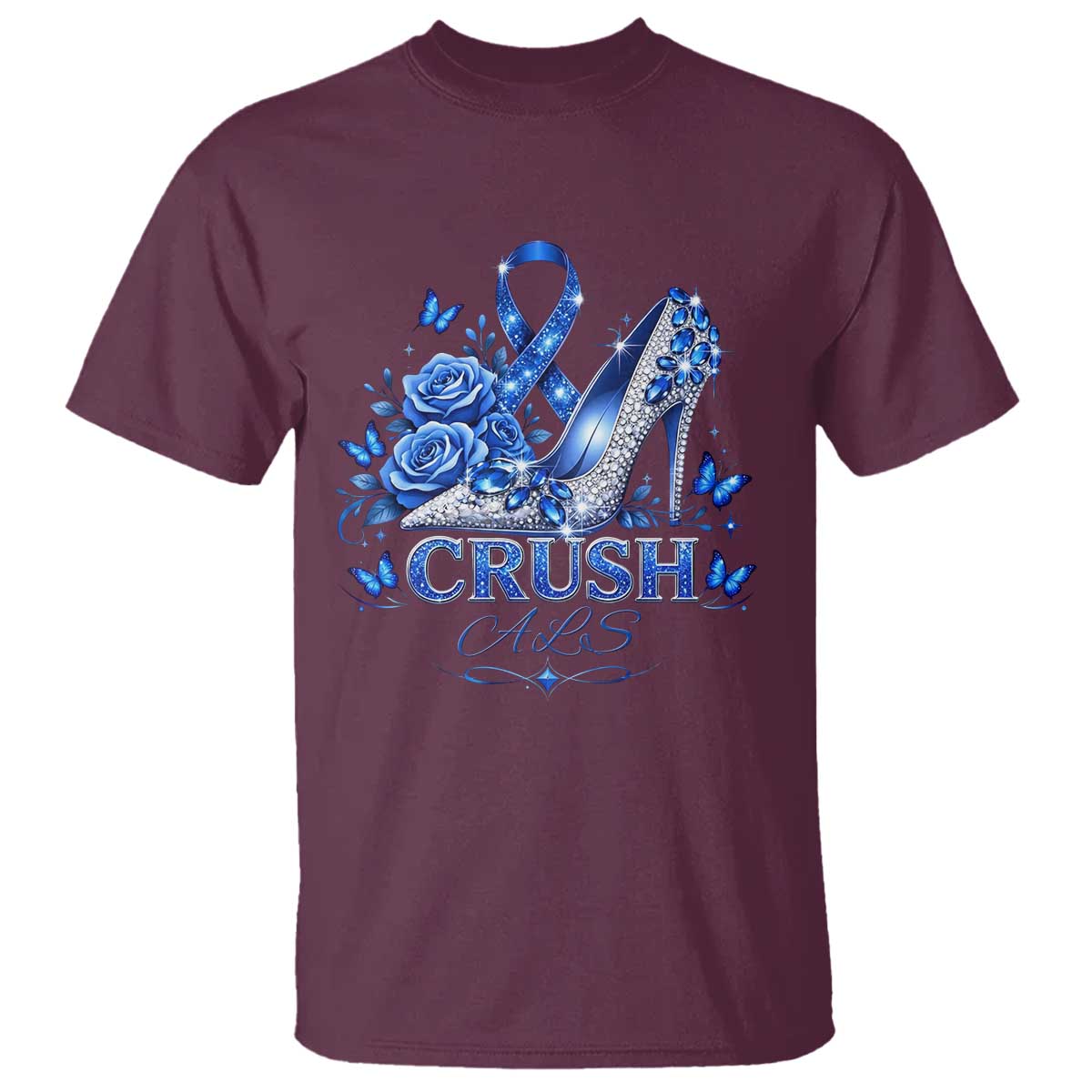ALS Support T Shirt Blue Ribbon Women Crush ALS