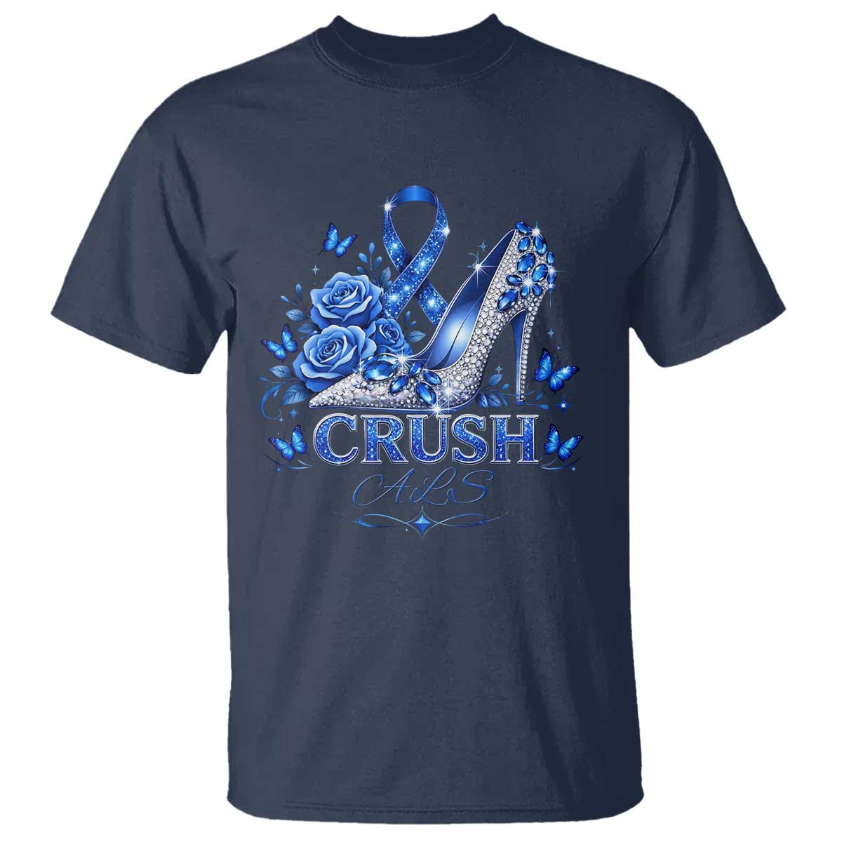 ALS Support T Shirt Blue Ribbon Women Crush ALS