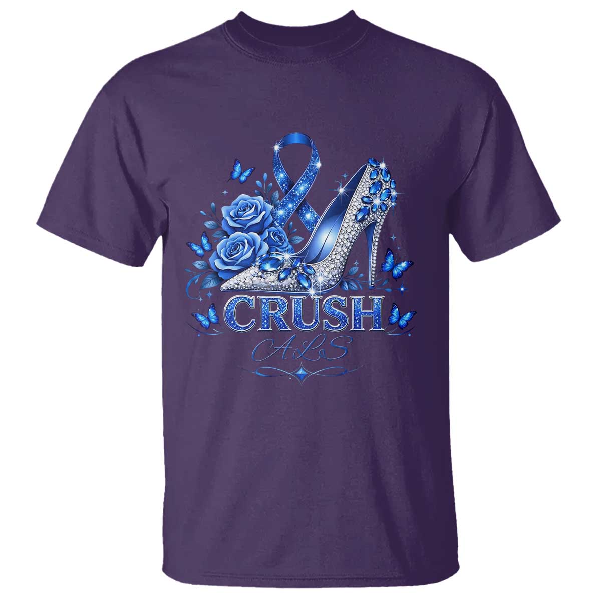 ALS Support T Shirt Blue Ribbon Women Crush ALS