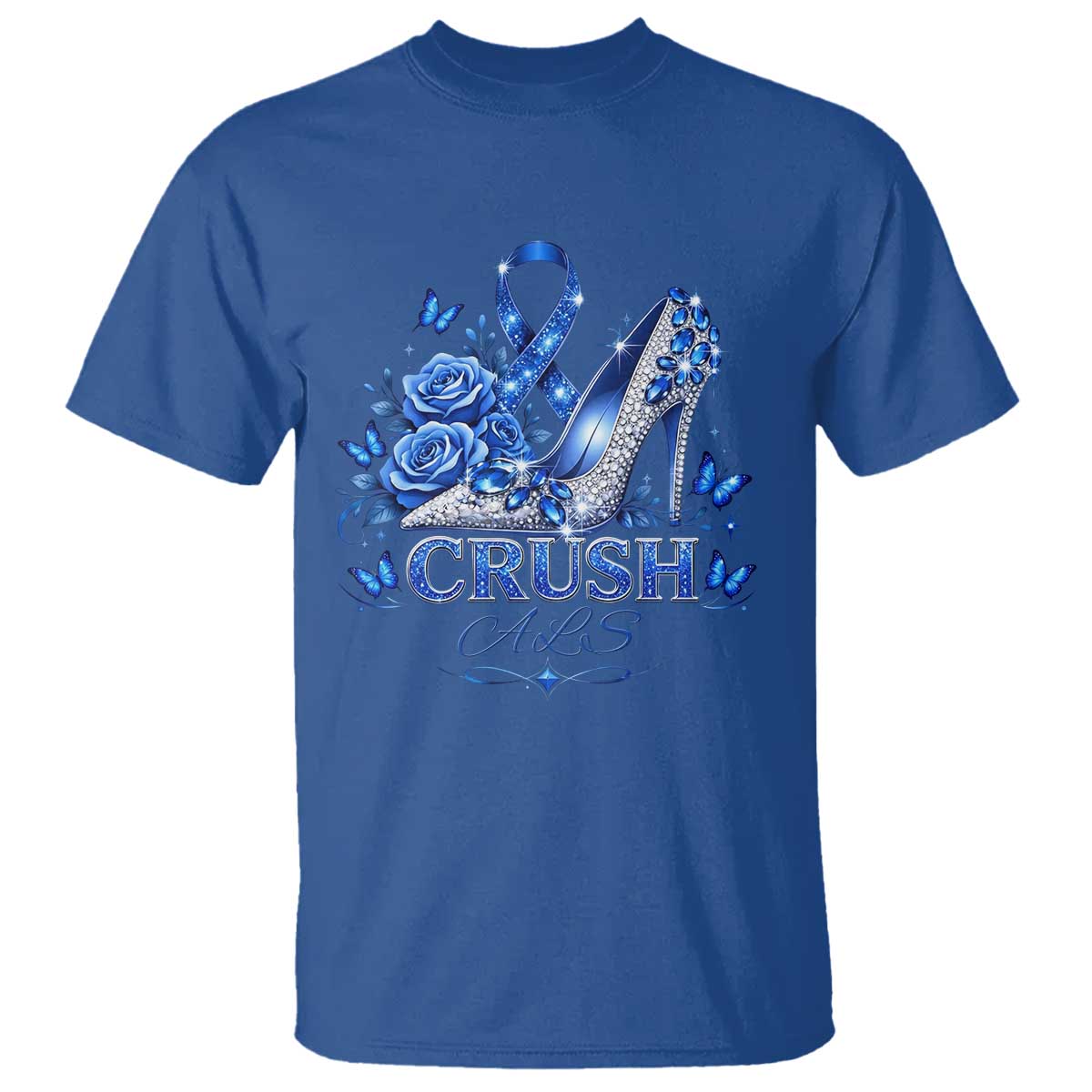 ALS Support T Shirt Blue Ribbon Women Crush ALS