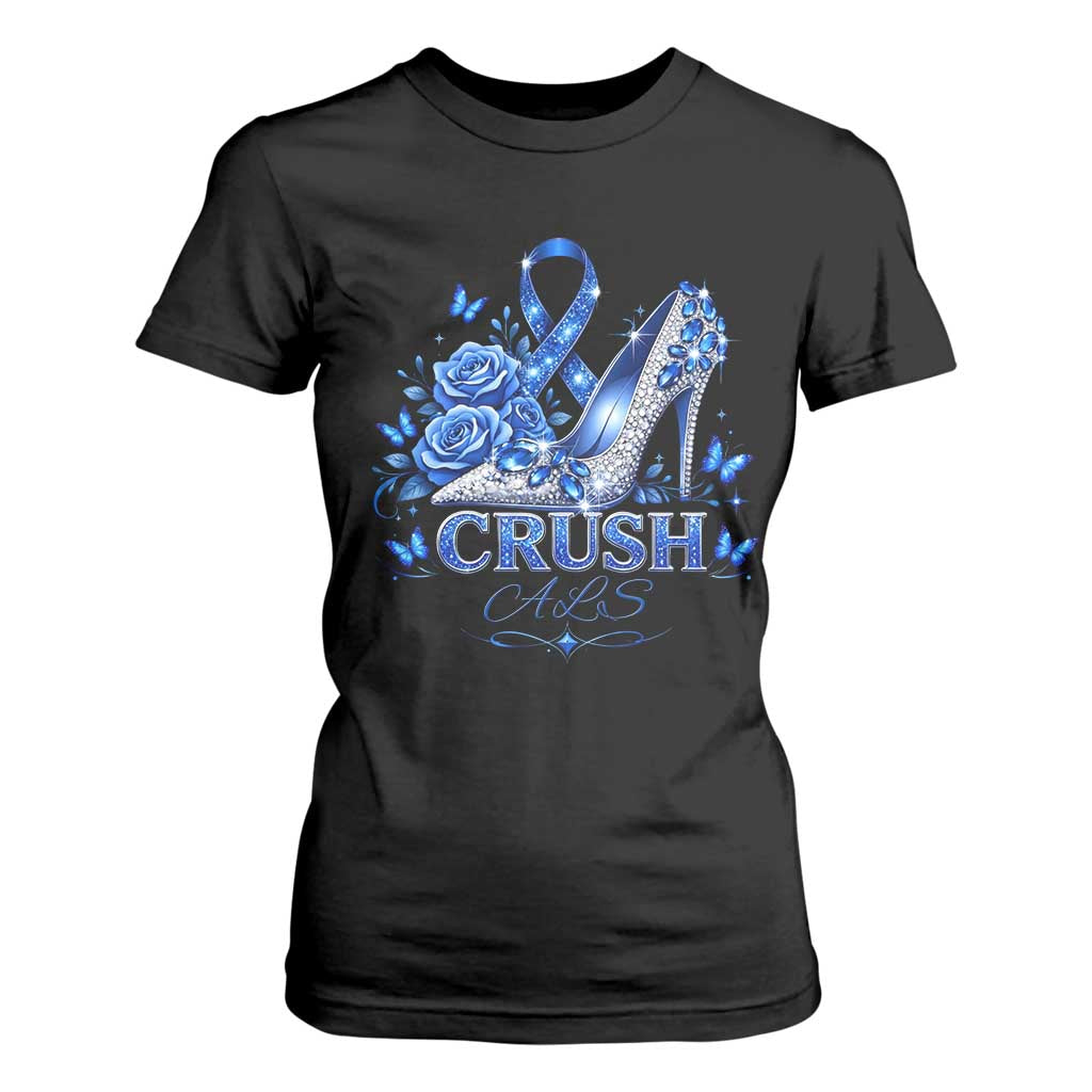 ALS Support T Shirt For Women Blue Ribbon Women Crush ALS