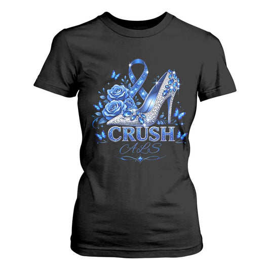 ALS Support T Shirt For Women Blue Ribbon Women Crush ALS