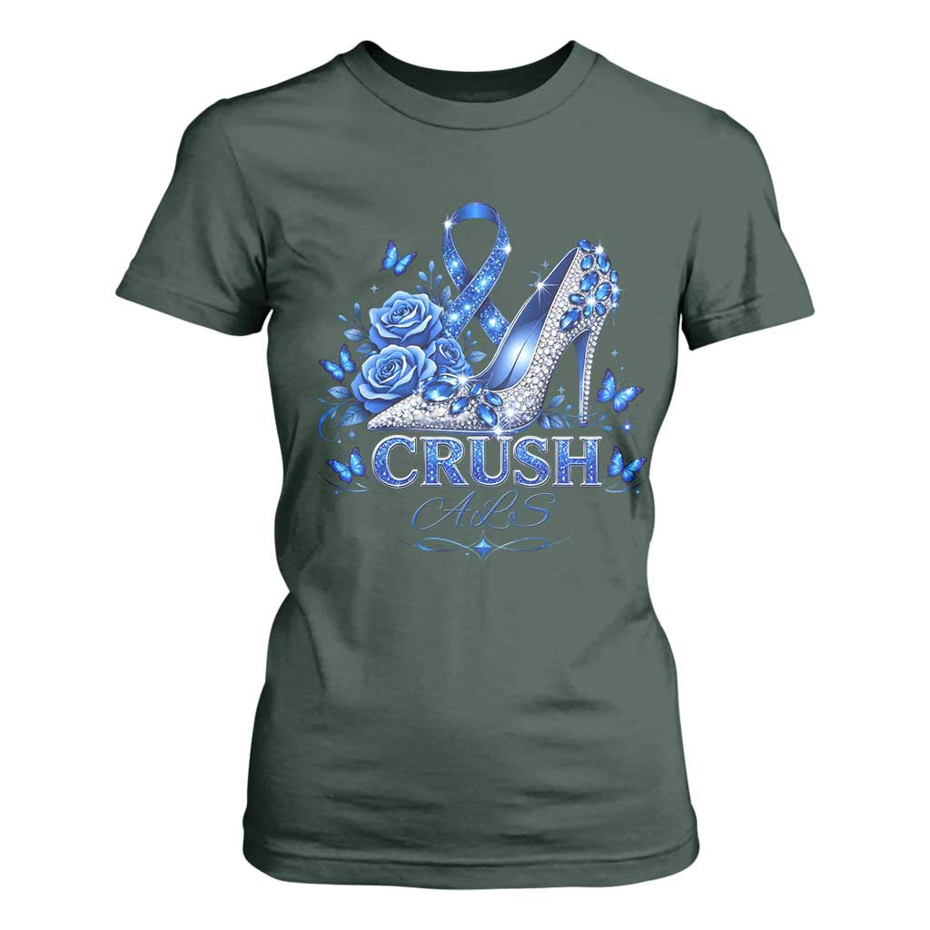 ALS Support T Shirt For Women Blue Ribbon Women Crush ALS