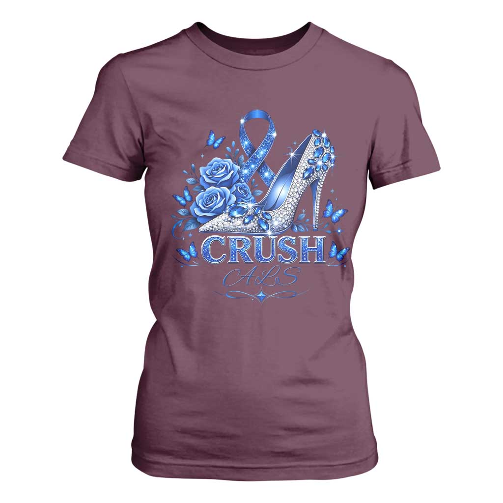 ALS Support T Shirt For Women Blue Ribbon Women Crush ALS