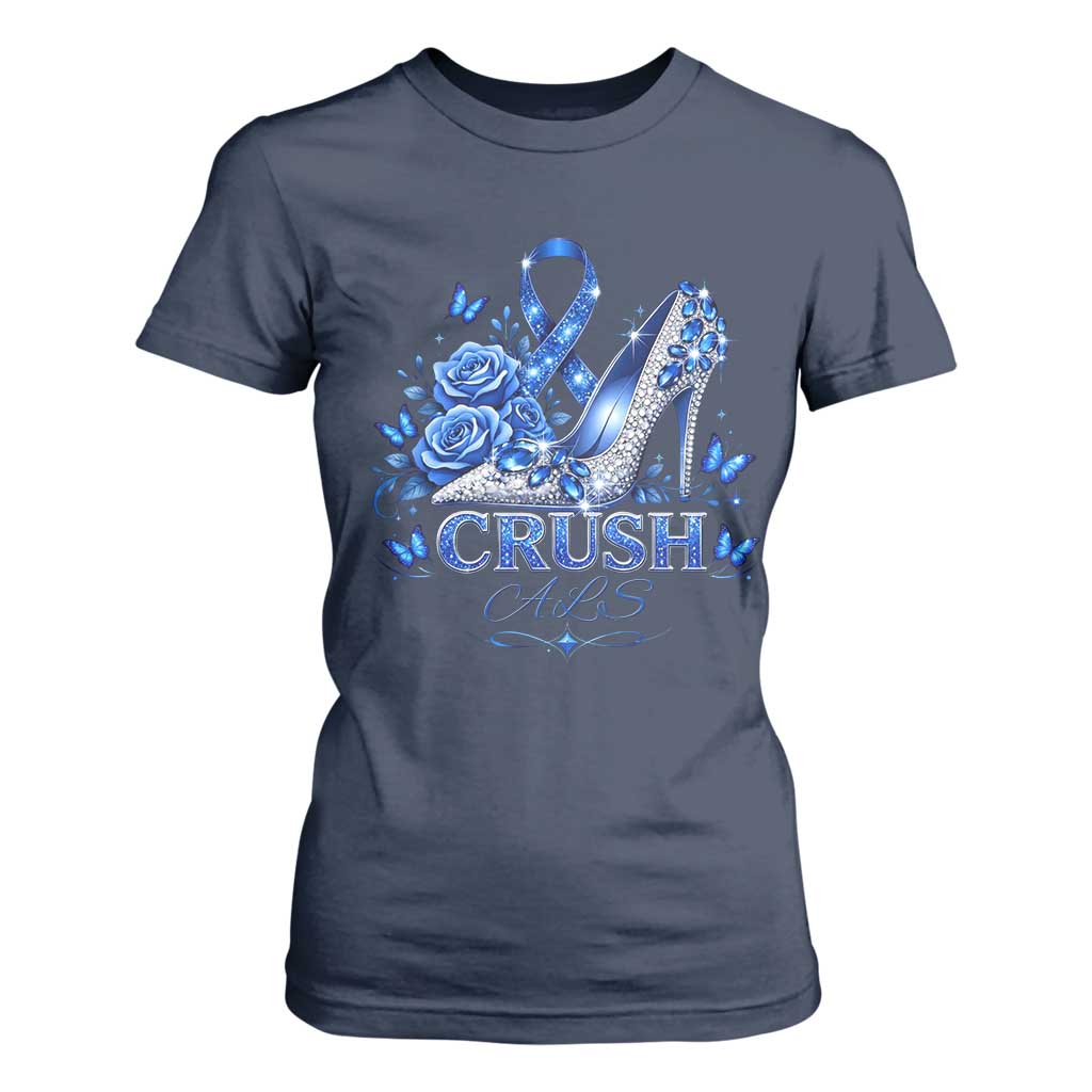 ALS Support T Shirt For Women Blue Ribbon Women Crush ALS