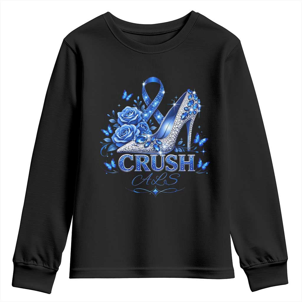 ALS Support Youth Sweatshirt Blue Ribbon Women Crush ALS