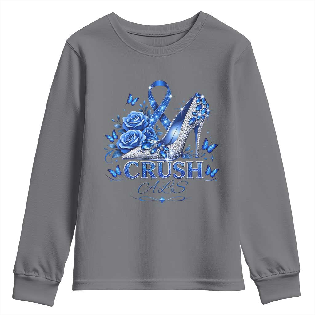 ALS Support Youth Sweatshirt Blue Ribbon Women Crush ALS