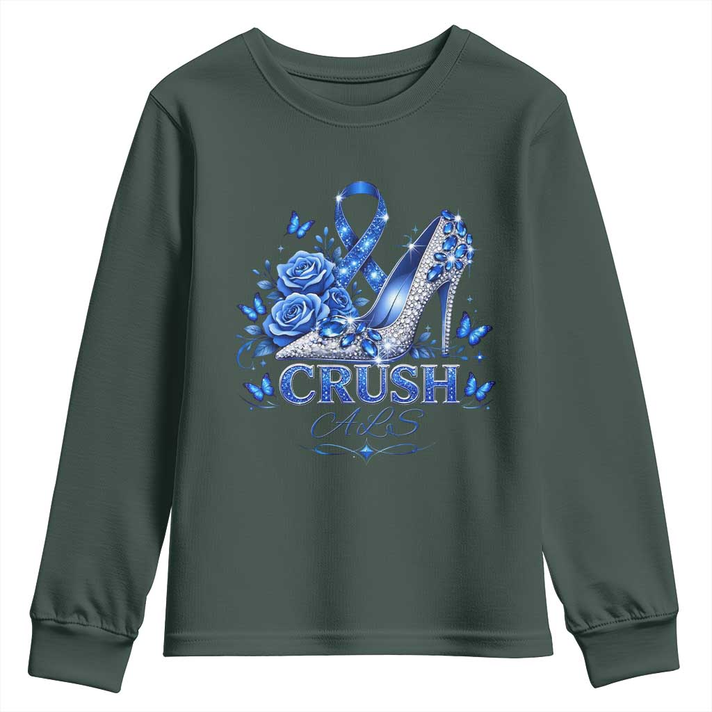 ALS Support Youth Sweatshirt Blue Ribbon Women Crush ALS